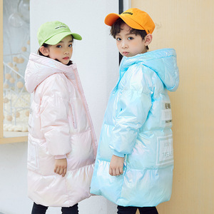 反季儿童羽绒服12冬天13中学生小个子中长款女童男孩韩版外套加厚