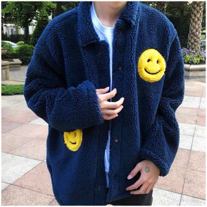 正品kanye west cpfm 羊羔绒笑脸外套侃爷同款男女长袖开衫夹克冬