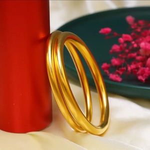 周六福馨金包银手镯磨砂古法传承黄金镯子实心999足金足银复古镯