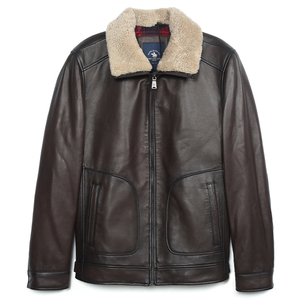 圣大保罗polo男士休闲毛领夹克合身版真皮皮衣冬季外套pw20wj718m