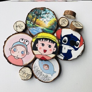 材料手工圆木片年轮手绘画木板涂色创意画板建筑模型圆型儿童diy