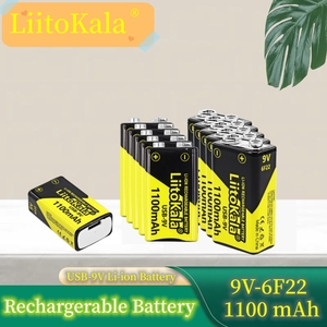 全新LiitoKala USB-9V 1100mAh锂离子可充电电池C型电池