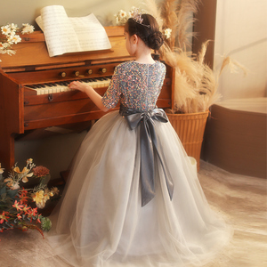 儿童主持人礼服公主裙轻奢小众钢琴演奏女童高端生日大提琴演出服