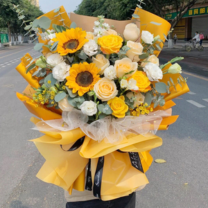 送男士向日葵玫瑰花束生日鲜花速递北京上海杭州深圳同城花店送花