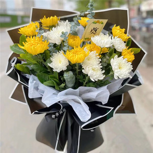 史锐华淘宝鲜菊花直批云南基地直发新鲜花束上坟祭祀墓地扫墓黄白批