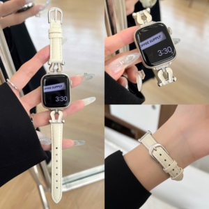 U型扣滴油拼小牛皮表带适用于applewatch苹果手表S987高级女新潮