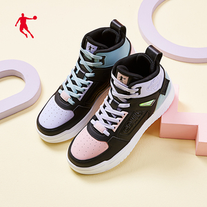 乔丹高帮板鞋韩版鸳鸯女鞋2022秋季运动鞋革面潮流滑板鞋轻便女鞋