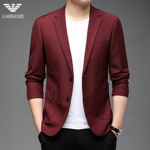 奇 阿玛尼亚高档红色西服男时尚韩版单西便服商务休闲西装外套潮