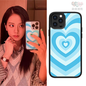 ins风金智秀同款天蓝色爱心适用苹果12pro/678p/xr/11手机壳13pro