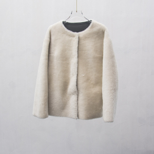 休闲圆领闭眼收美丽奴羊毛皮毛一体中长款外套宽松羊羔毛皮草冬季