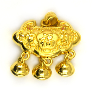 金锁百福百岁儿童宝宝3d硬金足金黄金纯金24k999吊坠老凤祥黄金