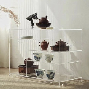 桌面水杯茶具收纳架茶棚多宝格展示架小型博古架透明亚克力展示柜
