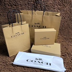奥莱正品coach蔻驰纸袋礼品袋 防尘袋钱包盒子皮带包装纸袋