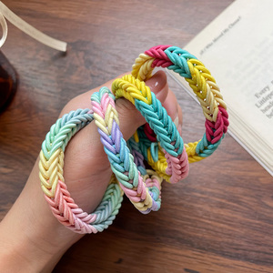 彩虹头绳女情侣款手链网红手工编织皮筋扎头发送男友彩色发圈发绳