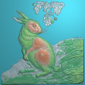 十二生肖兔子浮雕 兔子灰度图 兔子精雕图 兔年大吉回头兔生肖兔