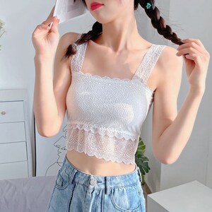 新品裹胸上衣女夏天学生蕾丝吊带背心短款打底防走光内搭抹胸少女