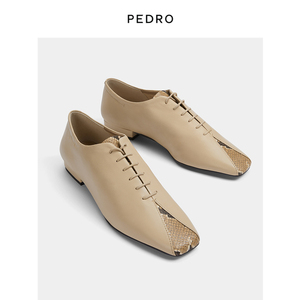 pedro方头单鞋新款女鞋时尚英伦风系带单鞋pw1-66220028