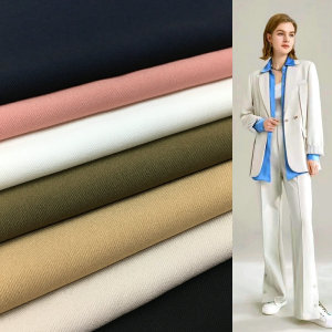 高定斜纹肌理弹力醋酸麻纱面料新款垂坠抗皱通勤西装阔腿裤裙布料