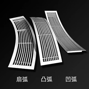 厂家定制室内新风中央空调零度线条铝合金异形弧形出风口百叶