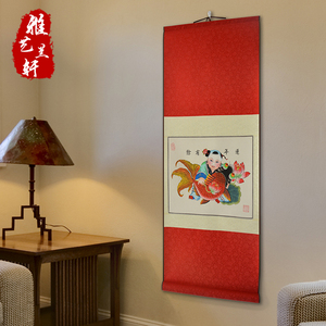 杨柳青年画娃娃连年有余宣纸手绘出国礼品中国风特色礼品