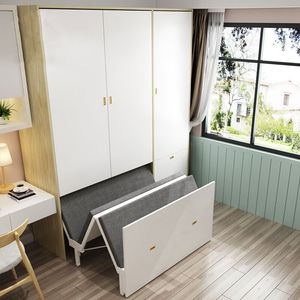 现代简约隐形床衣柜一体小户型多功能组合客厅折叠床省空间伸缩床