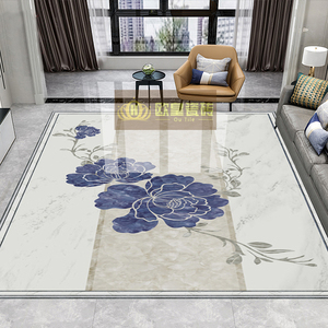 现代简约客厅拼花地砖800x800入户玄关牡丹仿水刀造型地板砖全瓷