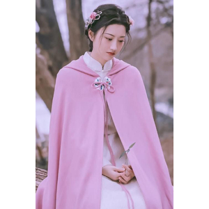 司藤同款粉色系带长斗篷连帽风衣甜美蝴蝶结花瓣纯色及裸外套春秋