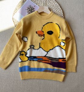 22年秋冬新款儿童款亲子款圆领趣味小黄鸭图案加厚羊绒毛衣
