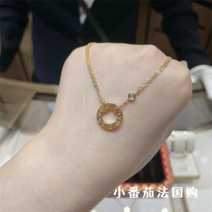 Cartier/卡地亚 经典款 LOVE圆饼项链 18K玫瑰金双链圆环锁骨链女