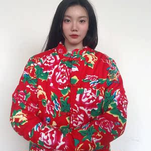 东北大棉袄冬季拍段子搞笑衣服女加绒加厚伴娘姐妹团搞怪大花套装