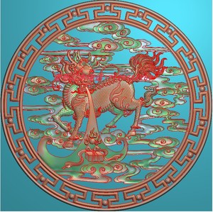 麒麟圆灰度图