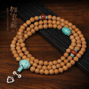 如意藏尼泊尔精挑高密原籽儿小凤眼菩提子108颗佛珠项链持珠手串