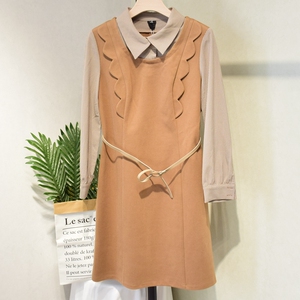 婉鑫雅wty-cl209韩版时尚拼接显瘦假两件连衣裙2020秋季新款女装