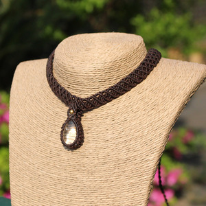 2017夏季爆款蜡绳手工编织颈链百搭项圈天然白水晶锁骨链包邮