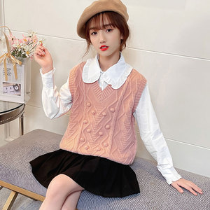 女童针织马甲中童背心2021新款中大童毛衣坎肩儿童春秋马夹毛线衣