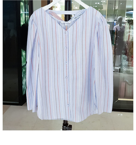 秋季韩国OLIVE家 简洁条纹清新小众风格飘带高端气质衬衫OW8AB124