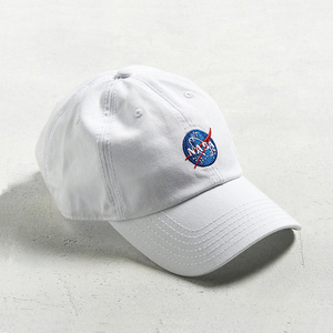 欧美潮品NASA个性白色百搭刺绣软顶鸭舌帽男女夏天弯檐棒球帽子