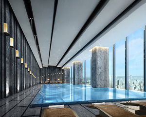 CCD設計深圳瑞吉酒店游泳池CAD施工圖紙+2張實景室內裝修資料