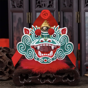 汕尾海陆丰传统麒麟虎狮狮姨摆件可旋转汽车挂件办公桌摆件吉祥物