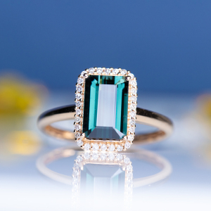 拉加尼珠宝,百搭时尚方形款天然蓝碧玺戒指2.15ct,18k配钻石镶嵌