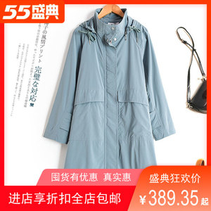 izola伊佐拉2022年春季新品商城同款连帽直筒长袖通勤风衣z21h105