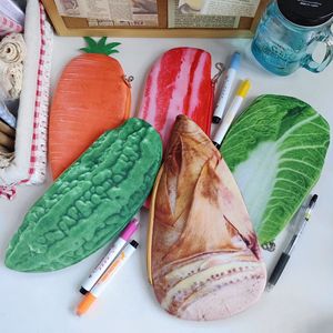 仿真蔬菜笔袋创意搞怪个性毛绒铅笔收纳袋初中小学生大容量文具袋