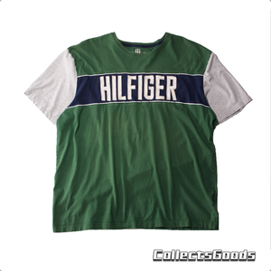 VINTAGE TOMMY HILFIGER T-SHIRT 拼接颜色绿色圆领短袖T恤