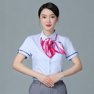 中国电信工作服女短袖衬衫新款营业厅员工制服工装衬衣长袖女夏季