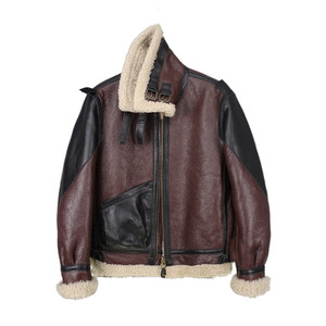 巴顿将军飞行服进口头层羊皮毛一体白毛加厚保暖御寒显贵冬季男