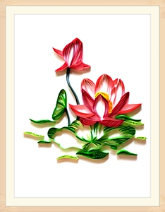 衍纸手工作品diy制作青莲荷花线稿图 成人中国风美术衍纸画材料包