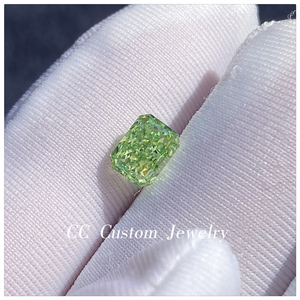 custom人造绿钻戒指清新绿钻雷迪恩5*6.5收藏级平替裸石项链耳环