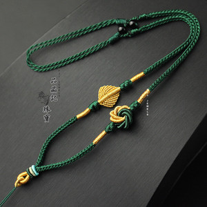 2021男女款手工编织挂脖子佛牌项链玉佩吊坠挂件挂绳金发水晶蜜蜡