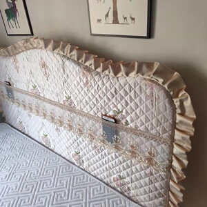 定做欧式老式加棉布艺夹棉弧形半圆形不规则床头罩床头套防尘罩