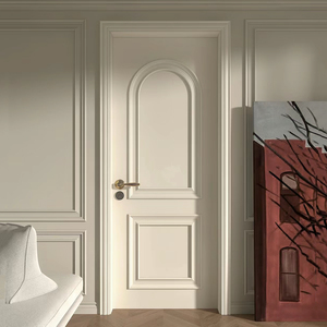法式奶油烤漆双层扣线卧室门复古门套装静音实木复合白色木门